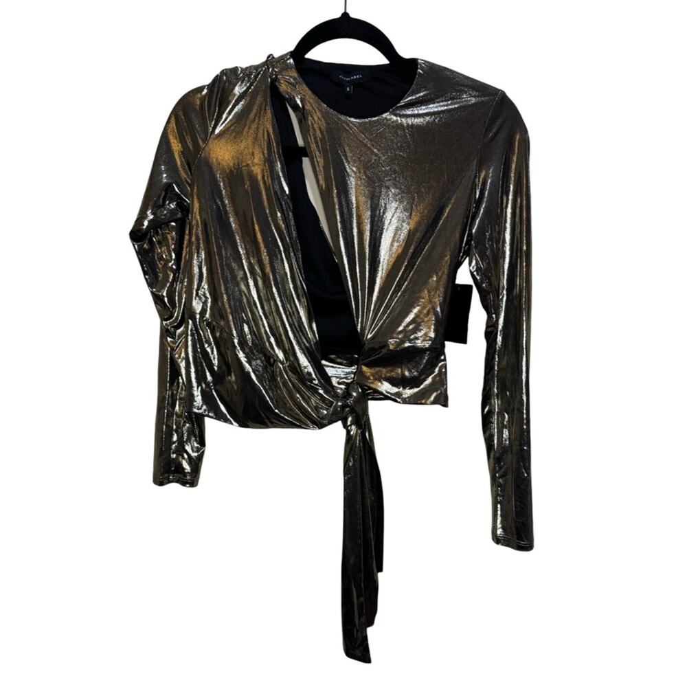 JLUXLABEL Gold Radiance Metallic Tie Knot Top - S NWT - Picture 2 of 6
